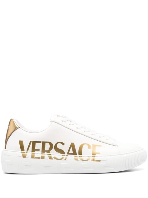 white low top versace|Versace la greca shoes.